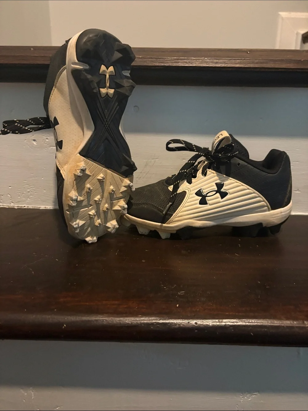 Under Armour Kids Black and White Baseball Cleats